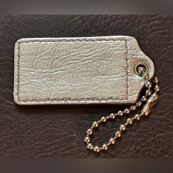Coach Metallic Silver Leather Replacement Hangtag 2.5 inches Long - Picture 2 of 7